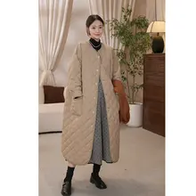 菱形柄のゆったりとしたロングコート【冬用・フリーサイズ】