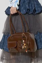女性用 ショルダーバッグ【ボウリングスタイル・ダークカラー・多用途】