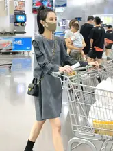 シンプルなストレッチリブVネックニットワンピース【ウエストベルト付き・秋用】