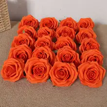 造花 ローズ 花頭 大輪 シルク風 オレンジ ハンドメイド DIY フラワーボックス アレンジメント デコレーション