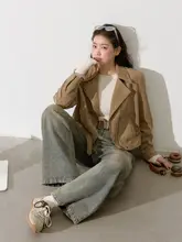 秋季向け大人女性用アウター【スエード風・ヴィンテージデニム・ゆったりサイズ】（セットアップ対応）