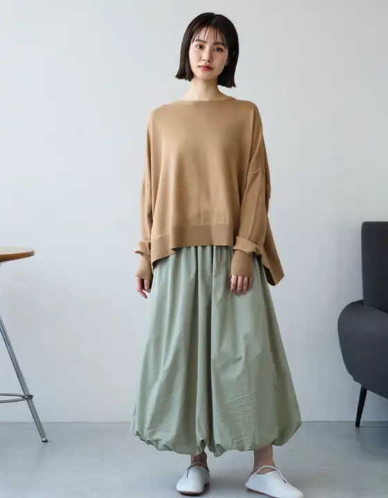 二色展開の薄手ウールリバーシブルルーズトップス【カジュアル・秋用・大きいサイズ】（セットアップ対応）