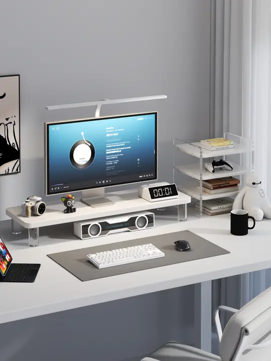 モニター台 アクリル PCスタンド 卓上収納ラック キーボード収納 目線アップ デスク整理 オフィス 在宅ワーク デスク周り