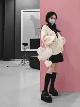 粉色ハートデザインの可愛いサブカル風ショルダーバッグ【カジュアル・ワンショルダー・斜め掛け】