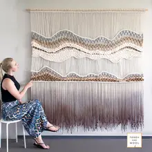 北欧手工編み大壁掛けタペストリー【ボヘミアンスタイル・寝室・リビング用装飾】