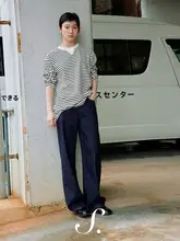 したシルエットのストレートデニムパンツ【静謐なネイビーブルー・カジュアル】