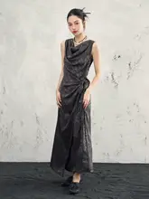 復古調の暗紋ジャガードワンピース【国風・ラップスタイル・ロングスカート】
