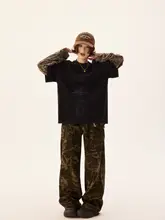 カモフラージュデザインの長袖Tシャツ【ゆったりとしたサイズ・ハイストリートスタイル・カジュアル】（セットアップ対応）