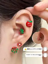 滴釉の可愛いリボンデザインのチタン製イヤリング【耳骨用・ピアス】