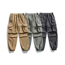 アメリカンヴィンテージスタイルのカーゴパンツ【男士用・厚手・フィット・ポケット付き・カジュアル】