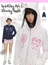 デザイン性抜群のフード付きグリッター小悪魔風ボディフィットダブルジップジャケット【秋冬用】