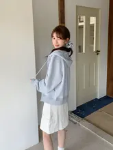 春にぴったりなピーチバブルフード付きスウェットパーカー【女性用・シンプルでしたデザイン】