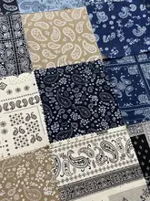 民族風カシューナッツ花柄厚手デニムコットン印刷生地【パッチワーク・ハンドメイドDIY】