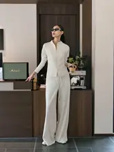 春用 ホワイト ダブルジッパー立ち襟ジャケット【女性用・スタイリッシュ・スリムフィット】