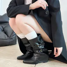 粗めヒールの美しいショートブーツ【春秋用・イギリス風・マーチンブーツ・大きいサイズ】