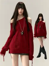 VIAPITTI 手編みローズリボン不規則ネックレディースニット【リバーシブル・春用】