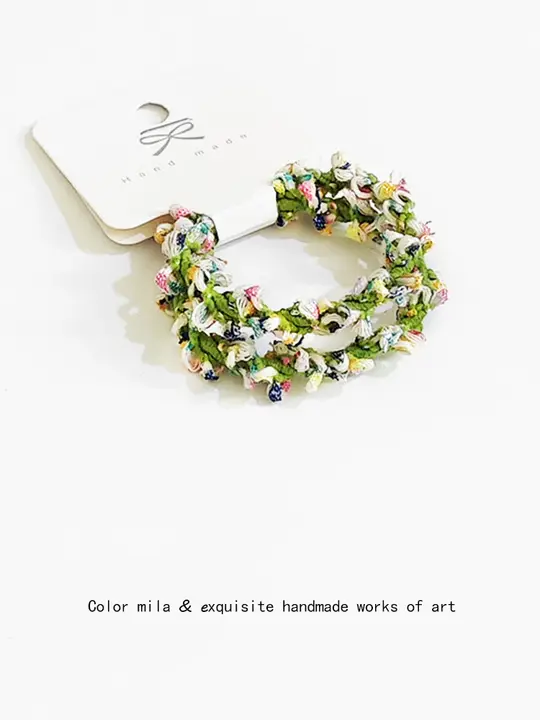 小清新カラフルビーズ編み髪ゴム【おしゃれなヘアアクセサリー・髪をまとめる用】