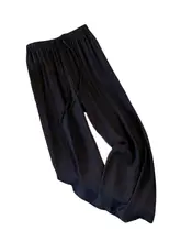 大きいサイズ レディース夏用ウエストゴム梨型シルエットパンツ【感・薄手・ワイドレッグ】（セットアップ対応）