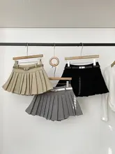 高腰プリーツスカート【シンプルでおしゃれ・秋冬用・韓国風・カジュアル】（セットアップ対応）
