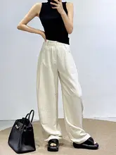 夏用 リネン製 ミルクホワイトワイドパンツ【ゆったりバナナパンツ・アーチデザイン】