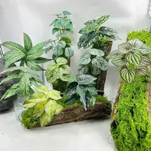 リアルなフェイクグリーン壁掛け植物【室内装飾用・グリーンリーフ・小型ポット】
