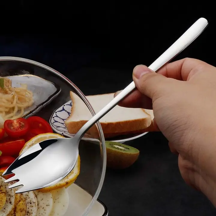 可愛いデザインのスチール製フォーク＆スプーン【子供用・サラダ用・多用途】（セットアップ対応）