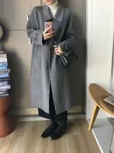 グレーキャメルウールのリバーシブルコート【中長丈・女性用・高級感】