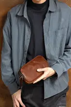 レトロデザインの本革メンズハンドバッグ【牛革・ショルダー・斜め掛け・お財布ポケット付き】