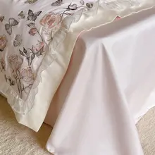 レース刺繍デザインの全棉4点セットベッドリネン【プリンセススタイル・100番手長綿使用】