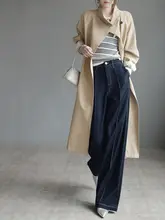Warmo 高腰ストレートパンツ【深青・女性用・フィット・ロング丈】