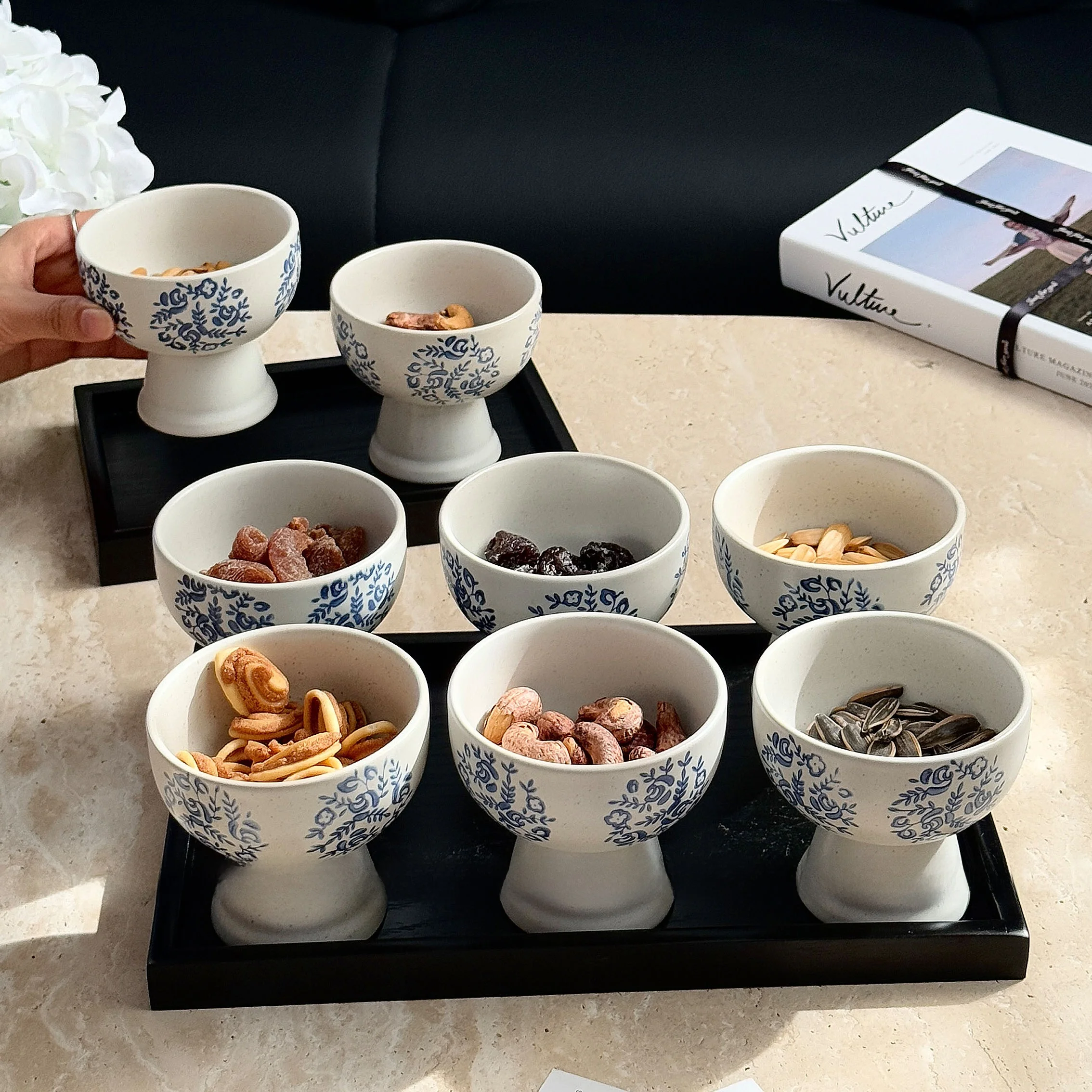 中華風レトロデザインの陶器スナックプレート：おつまみ・プチギフトに最適なおしゃれな果物盤