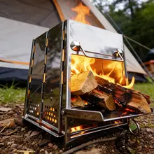 アウトドア用 煙火台【ポータブル・ステンレス製・折りたたみ式・バーベキューグリル】
