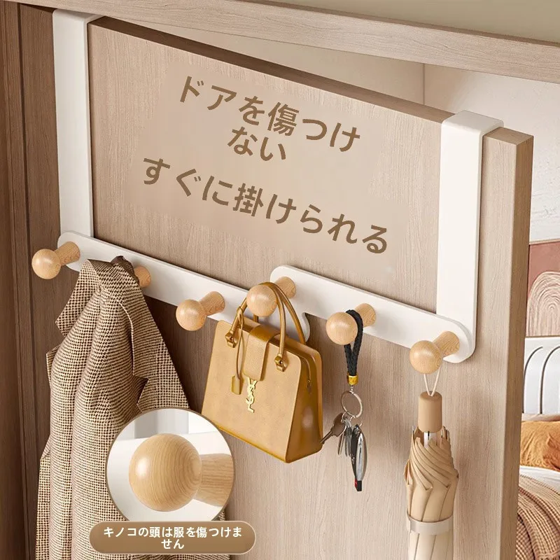穴あけ不要のドアフック：洋服・バッグ収納に最適な静音設計の複数列フック