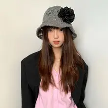花柄の立体デザイン フィッシャーハット【レディース・韓国風・クラシックスタイル】
