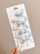 バレエ風リボンヘアクリップ【ダブルポニーテール・前髪用・可愛いデザイン】（セットアップ対応）