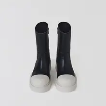 レトロカラーの牛革製 中筒バイクブーツ【三色展開】