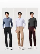ビジネスカジュアル対応！快適な高棉素材のストレートパンツ【多色展開・  秋用・スリムフィット】（セットアップ対応）