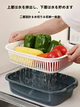 長方形洗面器【二層構造・水切りバスケット・キッチン用・プラスチック製】