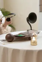 ブラックウォールナット製レコード収納ラック【デスク用・CDディスプレイ・多用途】