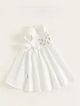 夏用おしゃれな子供用ノースリーブワンピース【花柄刺繍・コットン・リボン付き】