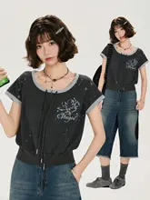 夏用 レディース カラフルプリントのショートカーディガン【ルーズフィット・デザイン性・半袖】