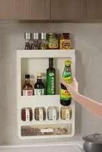 壁掛け調味料ラック【穴あけ不要・多機能・オイル・塩・醤油・酢用・多層収納】