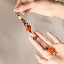 翡翠の飾り付き赤い旗袍用チョーカー【古風デザイン・房飾り】