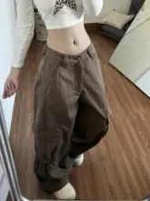 アメリカンヴィンテージ風ワイドレッグカーゴパンツ【ゆったりストレート・多ポケット・秋冬用】