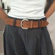 ワイドベルト コートベルト レディース 牛革 スエード シルバーバックル ヴィンテージ 上品 きれいめ スラックス用 冬