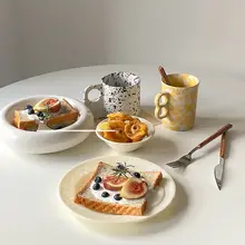 Shinymomo シンプルデザインのプラスチック製朝食用皿【韓国スタイル・デザートトレイ】