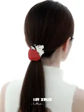 オリジナルデザインのアップルドッグポニーテールクリップ【ヘアアクセサリー・高級感】