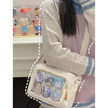透明ショルダーバッグ【日系学院スタイル・小型・携帯電話収納可】