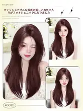 女性用ロングウィッグ 夏用ナチュラルな真似毛 栗色ラズベリーの中分けストレートウィッグ【フルヘッドタイプ】
