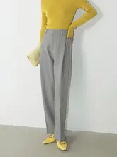 Miss Snail グレー高腰9分丈パンツ【シンプル・カジュアル】